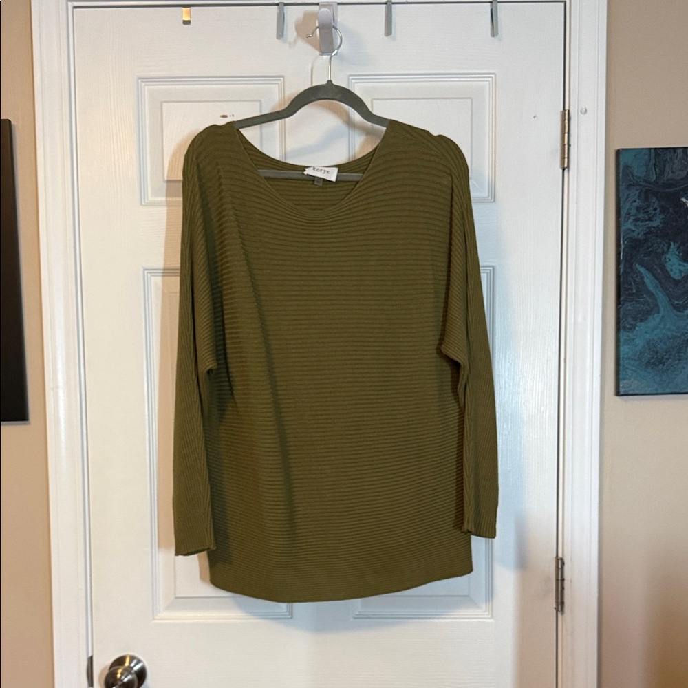 Olive Ribbed Long Sleeve Top